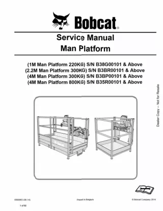 Bobcat 4M Man Platform 300KG Service Repair Manual SN B3BP00101 And Above