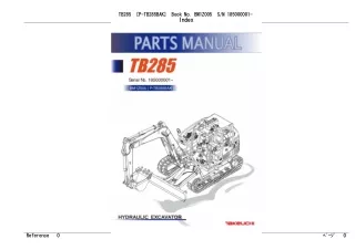 Takeuchi TB285 Hydraulic Excavator Parts Catalogue Manual (Serial No. 185000001 and up)