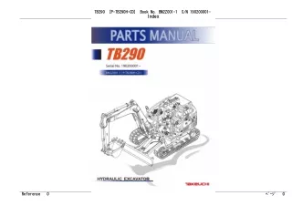 Takeuchi TB290 Hydraulic Excavator Parts Catalogue Manual (Serial No. 190200001 and up)