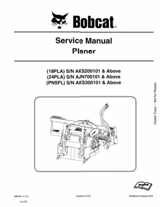 Bobcat 24PLA Planer Service Repair Manual SN AJN700101 And Above