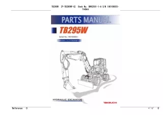 Takeuchi TB295W Hydraulic Excavator Parts Catalogue Manual (Serial No. 190100003 and up)