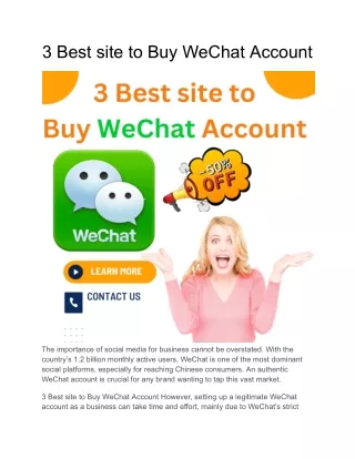 3 Best site to Buy WeChat Account