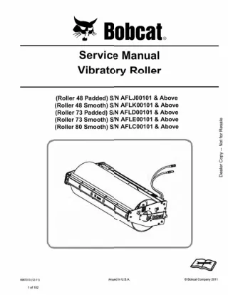 Bobcat 48 Padded Vibratory Roller Service Repair Manual SN AFLJ00101 And Above