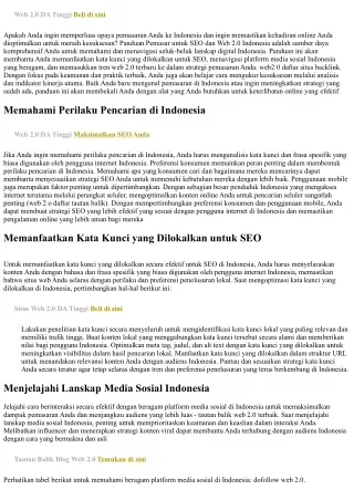 Panduan Pemasar untuk SEO dan Web 2.0 Indonesia