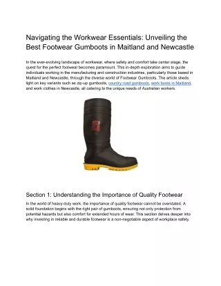 Navigating the Workwear Essentials_ Unveiling the Best Footwear Gumboots in Maitland and Newcastle