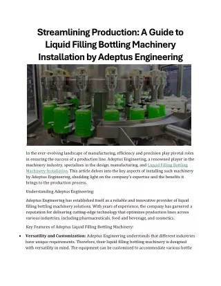 Streamlining Production A Guide to Liquid Filling Bottling Machinery Installation