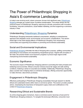 The Power of Philanthropic Shopping in Asia’s E-commerce Landscape