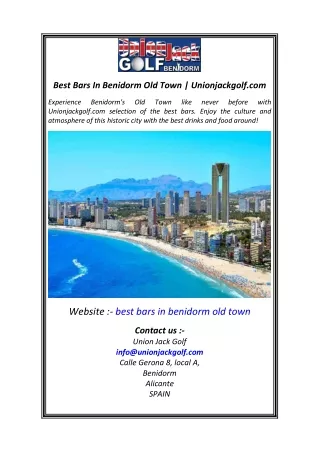 Best Bars In Benidorm Old Town  Unionjackgolf.com