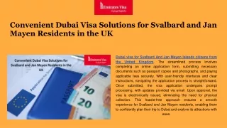 Dubai visa for Svalbard And Jan Mayen Islands citizens from the United Kingdom