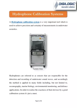 Hydrophone calibration system - Digilogic Systems