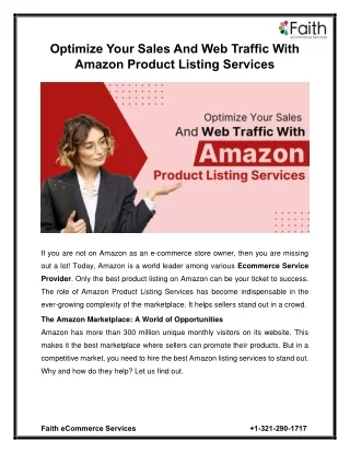 Optimize Your Sales And Web Traffic With Amazon Product Listing Services