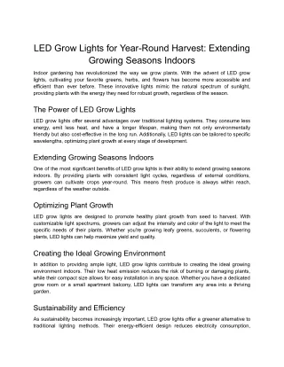 LED Grow Lights for Year-Round Harvest_ Extending Growing Seasons Indoors