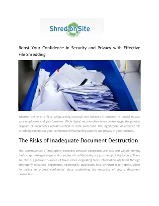 Boost Your Confidence in Security and Privacy with Effective File Shredding - Shred on Site