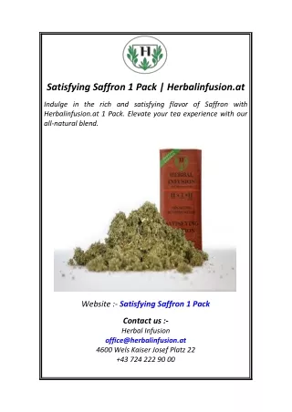 Satisfying Saffron 1 Pack  Herbalinfusion.at