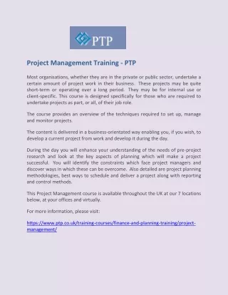 Project Management Training - PTP