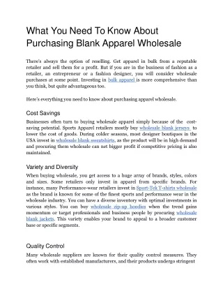 What You Need To Know About Purchasing Blank Apparel Wholesale