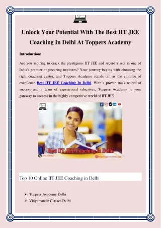 Best IIT JEE Coaching In Delhi