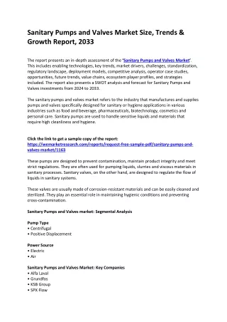 Sanitary Pumps and Valves Market Size