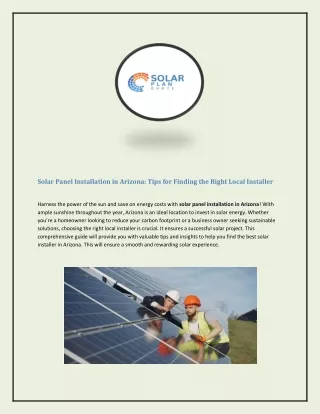 Solar Panel Installation in Arizona: Tips for Finding the Right Local Installer