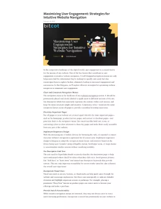 Maximizing User Engagement Strategies for Intuitive Website Navigation