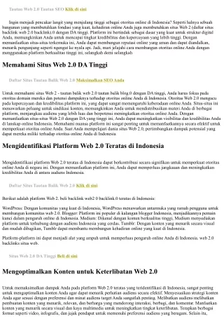 Membangun Otoritas Online di Indonesia Dengan Situs Web 2.0 DA Tinggi