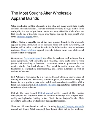 The Most Sought-After Wholesale Apparel Brands