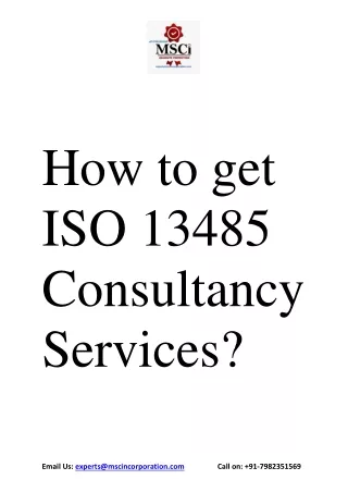 How to get ISO 13485 Consultancy Services