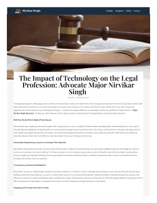 The Impact of Technology on the Legal Profession: Advocate Major Nirvikar Singh