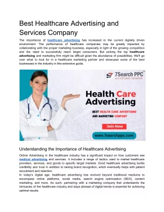 Best Healthcare Advertising and Services Company