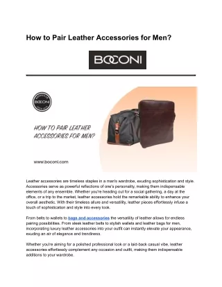 How to Pair Leather Accessories for Men