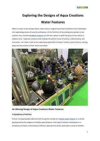 Exploring the Designs of Aqua Creations Water Features