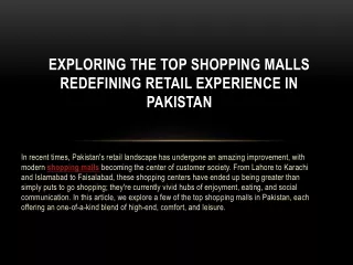 Exploring the Top Shopping Malls Redefining Retail Experience