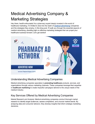 Medical Advertising Company & Marketing Strategies