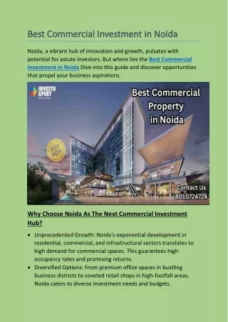 Best commercial investment in Noida