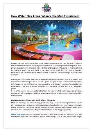 Empex Watertoys® - How Water Play Areas Enhance the Mall Experience