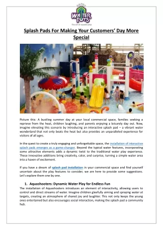 Empex Watertoys® - Splash Pads For Making Your Customers’ Day More Special