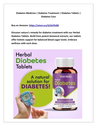Diabetes Medicine | Diabetes Treatment | Diabetes Tablets | Diabetes Care