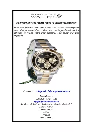 Relojes de Lujo de Segunda Mano  Superlativewatches.es