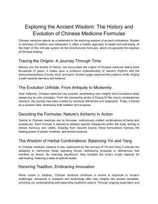 Exploring the Ancient Wisdom_ The History and Evolution of Chinese Medicine Formulas