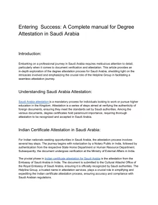 Entering  Success_ A Complete manual for Degree Attestation in Saudi Arabia