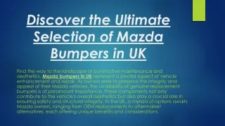 Discover the Ultimate Selection of Mazda Bumpers in UK