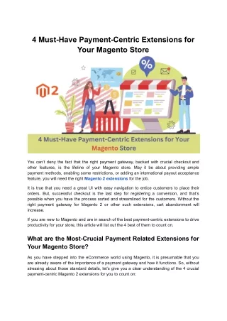 Optimize Your Magento Store with Essential Payment Gateway Magento 2 Extensions