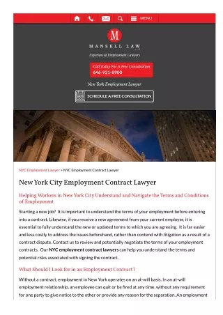 NYC Employment Contract Lawyer