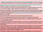 Warrantech Hunts Automaker Tie-Ups