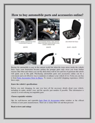 How to buy automobile parts and accessories online