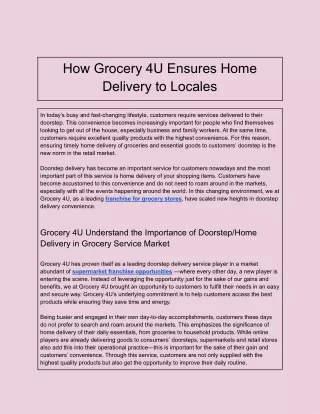How Grocery 4U Ensures Home Delivery to Locales