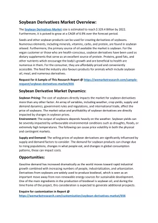 Soybean Derivatives Market Overview