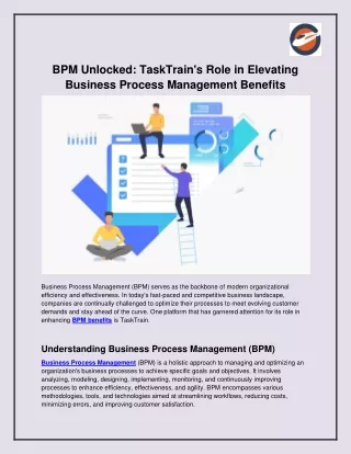 BPM Unlocked_ TaskTrain's Role in Elevating Business Process Management Benefits