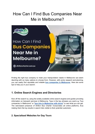 Where to Find Bus Companies Near Me in Melbourne