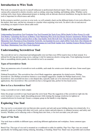 Wire Tools 101: A Comprehensive Novice's Overview